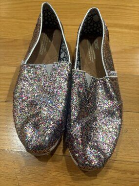Tom’s Size 8 Multicolor Glitter Slip-On Flats